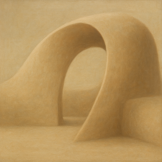 Soft Architectural Curve in Desert Bone No. 28 Oil Painting 100% Hand Painted Oil on Belgian Linen Canvas, Original Fine Art Wall Decor