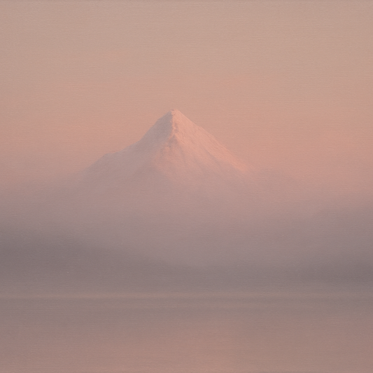 Pale Alpenglow over Distant Glacial Peak No. 2 Oil Painting - View 1