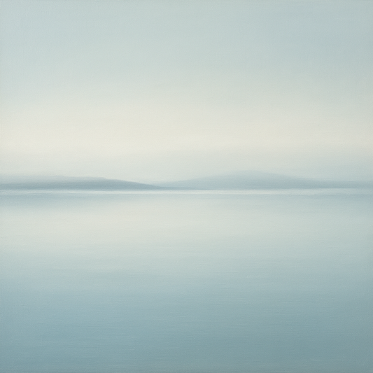 Glass Horizon over Quiet Arctic Waters No. 8 Oil Painting 100% Hand Painted Oil on Belgian Linen Canvas, Original Fine Art Wall Decor