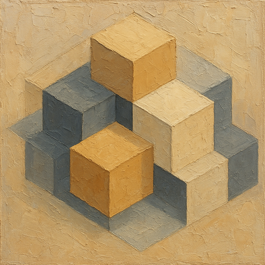 Concentric Cube Geometry Oil Painting - 100% Hand-Painted Master Oil Painting