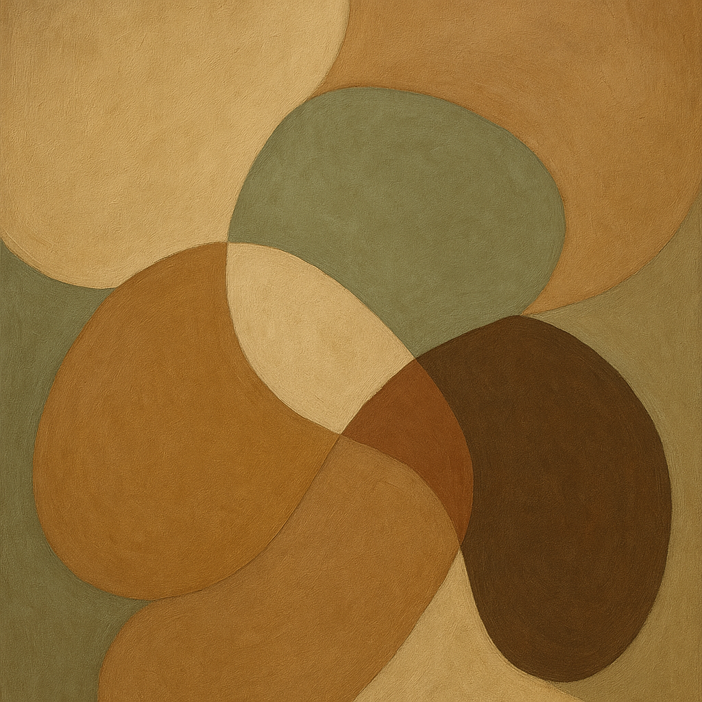 Organic Curved Shapes in Neutral Earth Pigments Fine Art Oil Painting - View 1