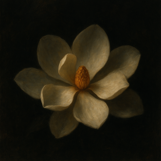Magnolia Blossom in Quiet Chiaroscuro No. 12 Fine Art Oil Painting - View 1