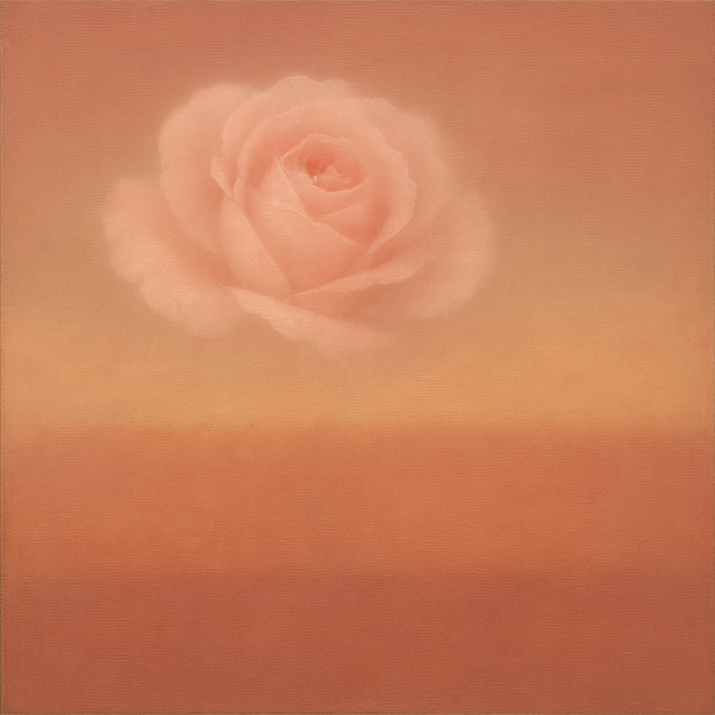 Blush Rose & Dusky Terracotta Ambient Glow No. 13 Oil Painting 100% Hand Painted Oil on Belgian Linen Canvas, Original Fine Art Wall Decor