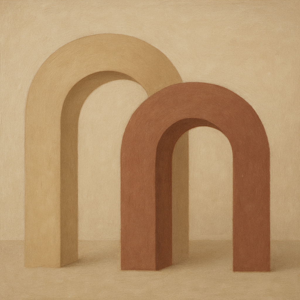 Minimalist Japandi Archways No. 10 - Modern Fine Art Oil Painting - View 1