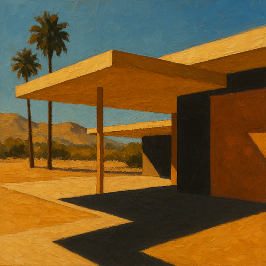 Palm Springs Modernist Pavilion Shadow No. 3 Oil Painting - 100% Hand-Painted Master Oil Painting