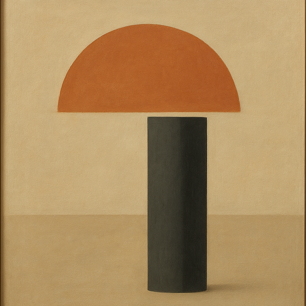 Semicircle Horizon & Minimalist Pillar No. 8 Oil Painting 100% Hand Painted Oil on Belgian Linen Canvas, Original Fine Art Wall Decor