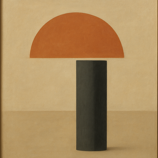 Semicircle Horizon & Minimalist Pillar No. 8 Oil Painting 100% Hand Painted Oil on Belgian Linen Canvas, Original Fine Art Wall Decor