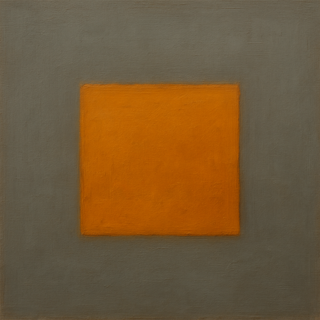 Cadmium Amber & Slate Grey Block No. 10 - Modern Fine Art Oil Painting - View 1