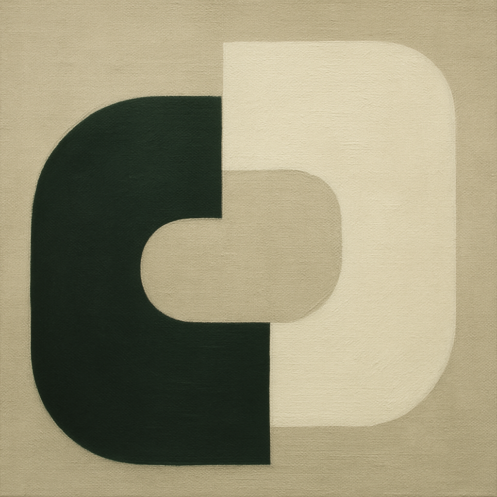 Forest Emerald & Chalk Interlock No. 6 - Modern Fine Art Oil Painting - View 1