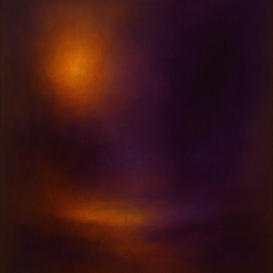 Burnt Amber & Velvet Amethyst Atmosphere No. 15 Oil Painting 100% Hand Painted Oil on Belgian Linen Canvas, Original Fine Art Wall Decor