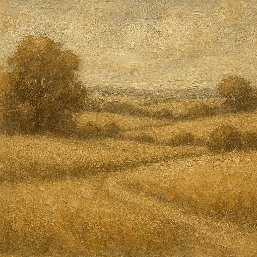 Earthy Linen Plaster Countryside Calm No. 5 Oil Painting - 100% Hand-Painted Master Oil Painting