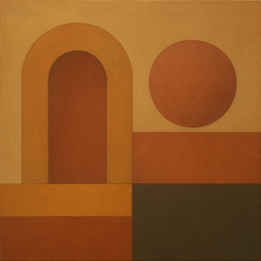 Arch & Circle Equilibrium in Warm Earth Tones No. 3 Oil Painting 100% Hand Painted Oil on Belgian Linen Canvas, Original Fine Art Wall Decor
