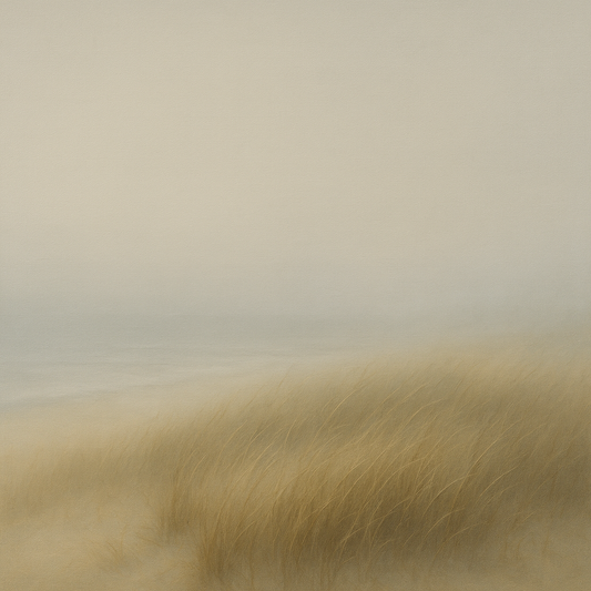 Silent Dune Grass in November Sea Fog No. 23 Oil Painting 100% Hand Painted Oil on Belgian Linen Canvas, Original Fine Art Wall Decor