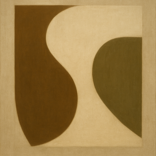 Minimalist Asymmetrical Balance in Raw Umber No. 22 Oil Painting 100% Hand Painted Oil on Belgian Linen Canvas, Original Fine Art Wall Decor