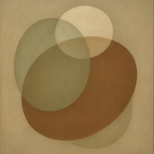 Floating Ellipse Harmony in Walnut & Pale Sage No. 21 Oil Painting 100% Hand Painted Oil on Belgian Linen Canvas, Original Fine Art Wall Decor