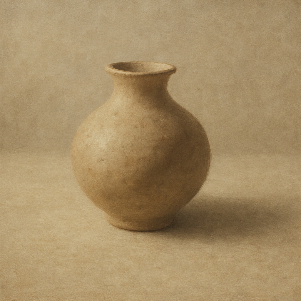 Organic Clay Vessel & Solitary Shadow No. 11 Oil Painting - View 1