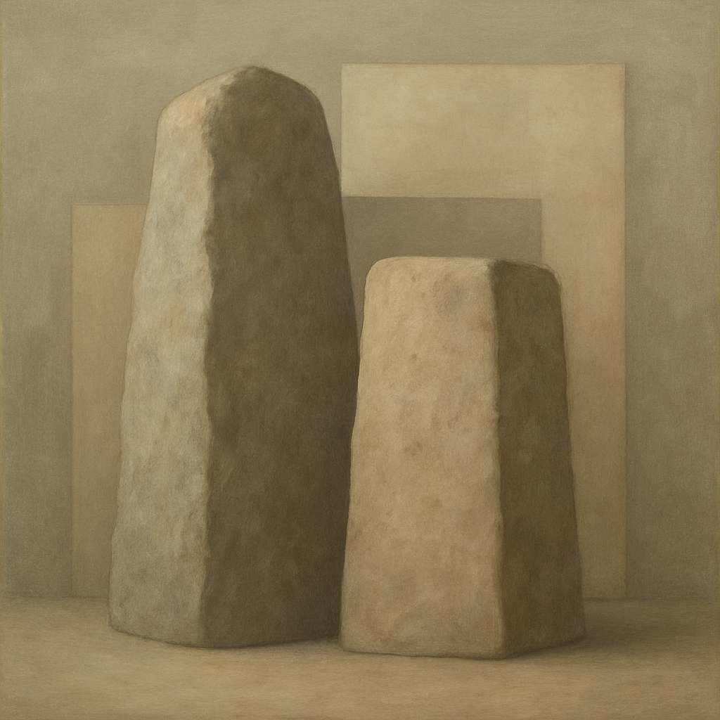 Driftwood Grey & Weathered Stone Monolith No. 29 Oil Painting - View 1