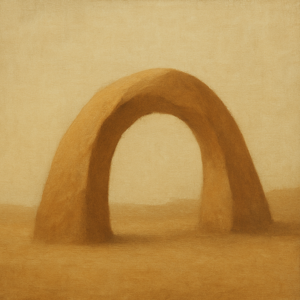 Warm Beige Travertine Arch No. 1 - Modern Fine Art Oil Painting - View 1