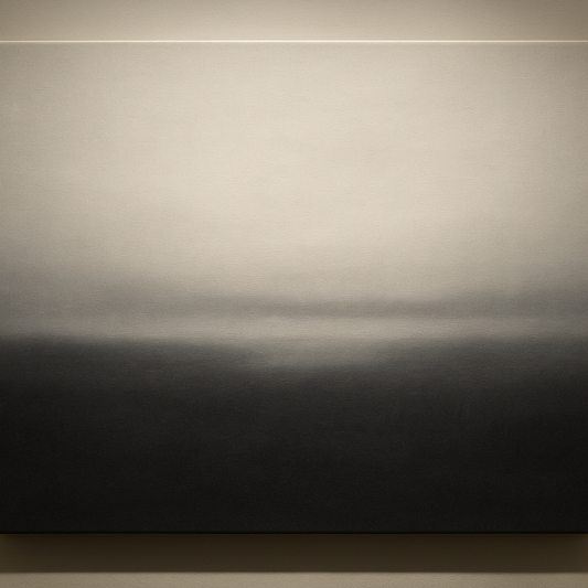 Monochrome Charcoal Drift & Soft Sfumato Horizon Oil Painting 100% Hand Painted Oil on Belgian Linen Canvas, Original Fine Art Wall Decor