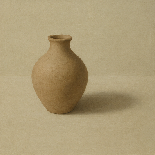 Organic Clay Vessel & Solitary Shadow No. 9 Oil Painting 100% Hand Painted Oil on Belgian Linen Canvas, Original Fine Art Wall Decor