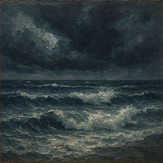Atlantic Storm Horizon Seascape Oil Painting - View 1