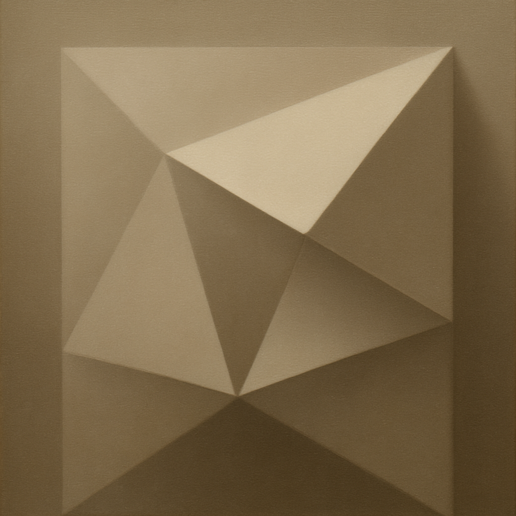 Folded Paper Geometry in Neutral Gradient Shadows No. 20 Oil Painting 100% Hand Painted Oil on Belgian Linen Canvas, Original Fine Art Wall Decor