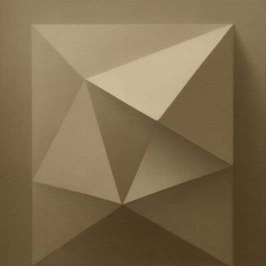 Folded Paper Geometry in Neutral Gradient Shadows No. 20 Oil Painting 100% Hand Painted Oil on Belgian Linen Canvas, Original Fine Art Wall Decor