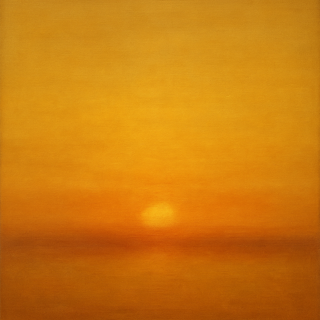 Warm Amber & Raw Sienna Sunset Meditation No. 19 Oil Painting - View 1