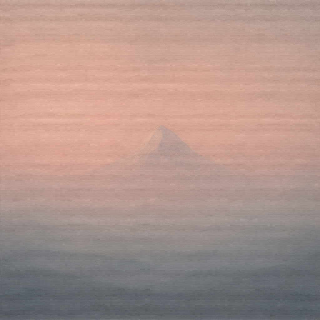 Pale Alpenglow over Distant Glacial Peak No. 14 Oil Painting 100% Hand Painted Oil on Belgian Linen Canvas, Original Fine Art Wall Decor