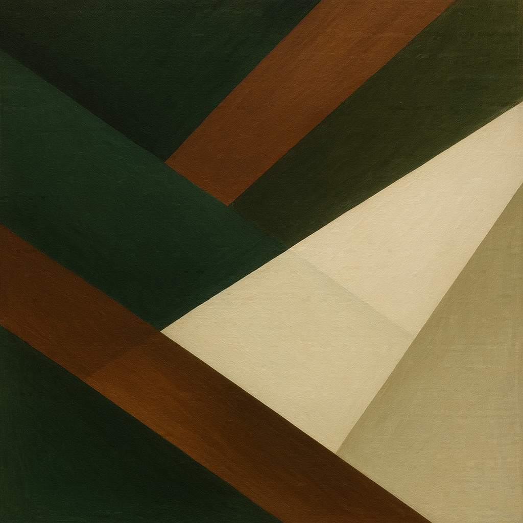 Kinetic Diagonal Planes in Forest & Alabaster No. 4 Fine Art Oil Painting - View 1