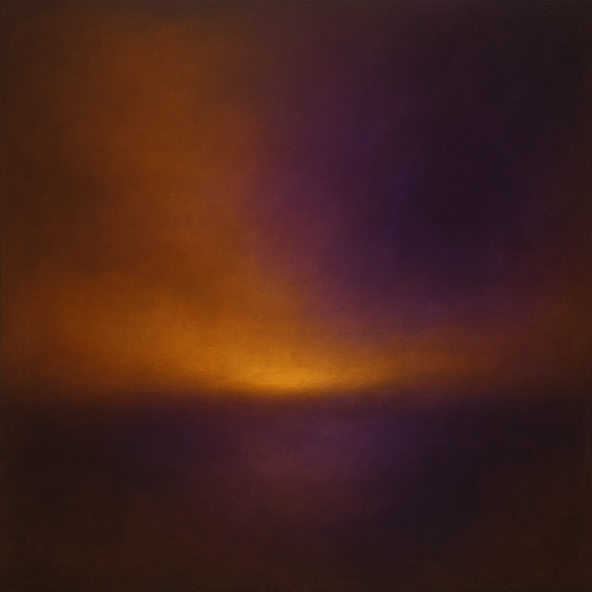 Burnt Amber & Velvet Amethyst Atmosphere No. 14 Oil Painting 100% Hand Painted Oil on Belgian Linen Canvas, Original Fine Art Wall Decor