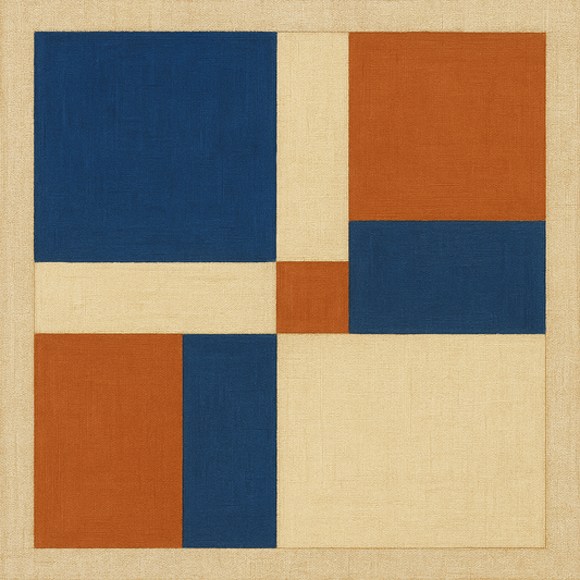 Bauhaus Minimalist Grid Geometric Oil Painting - 100% Hand-Painted Master Oil Painting
