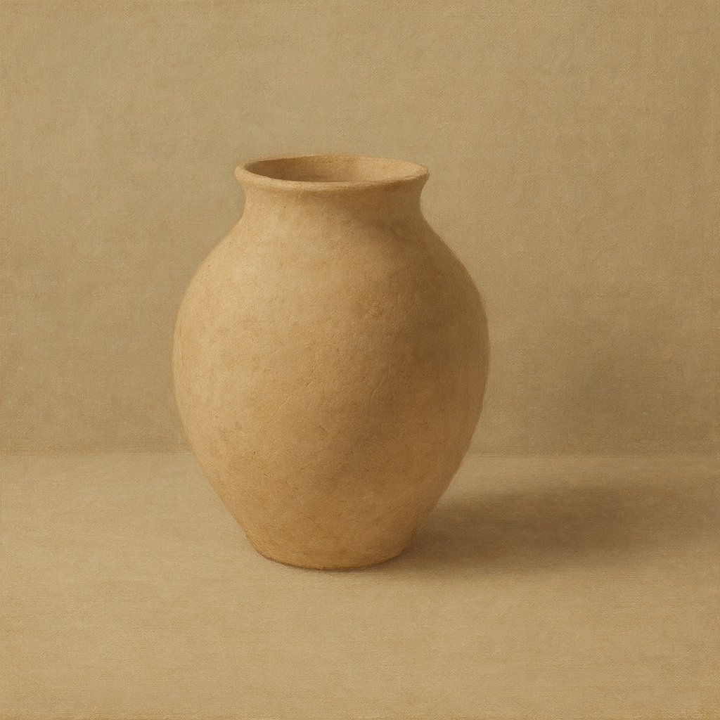Organic Clay Vessel & Solitary Shadow No. 19 Oil Painting - View 1