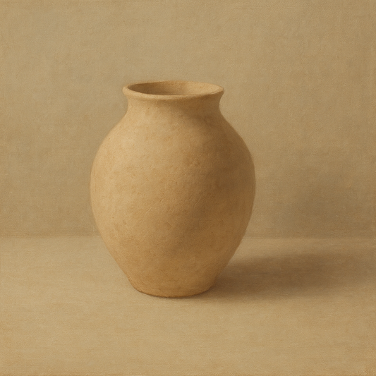 Organic Clay Vessel & Solitary Shadow No. 19 Oil Painting 100% Hand Painted Oil on Belgian Linen Canvas, Original Fine Art Wall Decor
