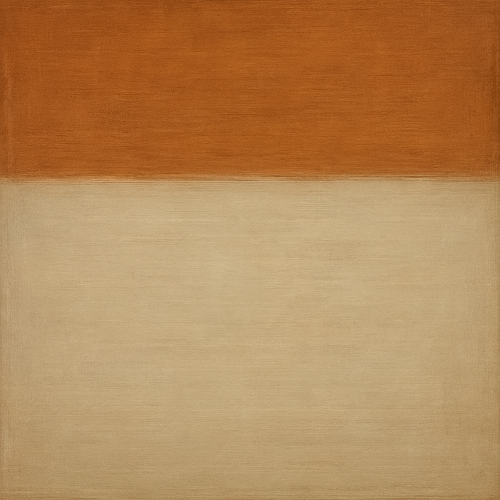 Terracotta & Greige Earth Bands No. 6 - Modern Fine Art Oil Painting - View 1
