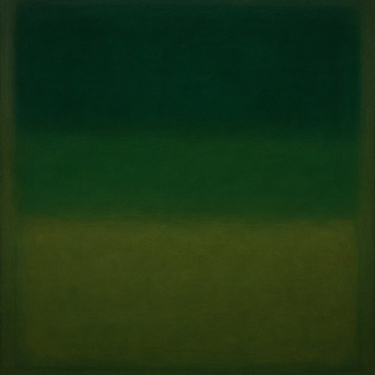 Forest Emerald & Deep Moss Contemplative Field No. 7 Oil Painting - View 1