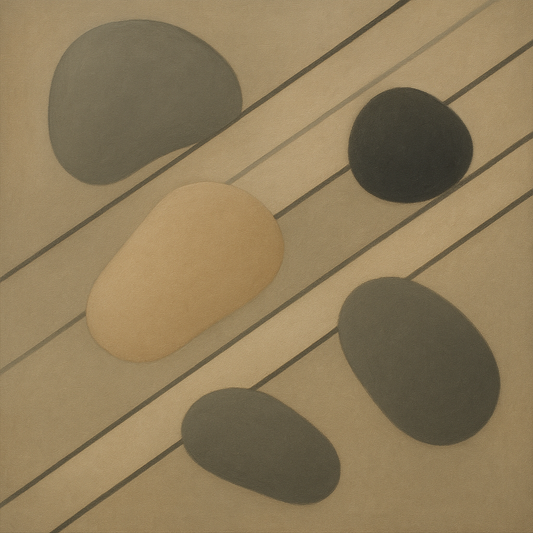 Organic Pebble Contours & Slanted Lines No. 12 Oil Painting 100% Hand Painted Oil on Belgian Linen Canvas, Original Fine Art Wall Decor