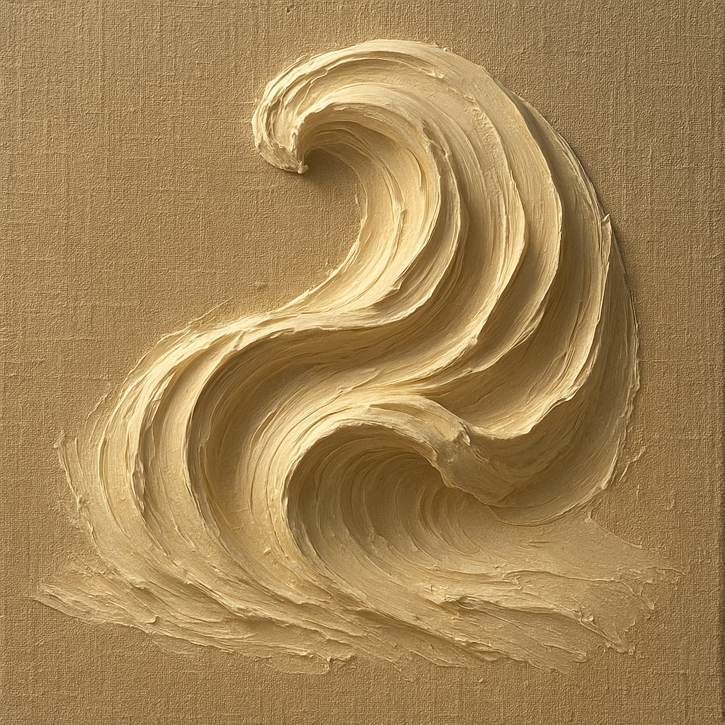 Champagne Plaster Wave Impasto Oil Painting - 100% Hand-Painted Master Oil Painting
