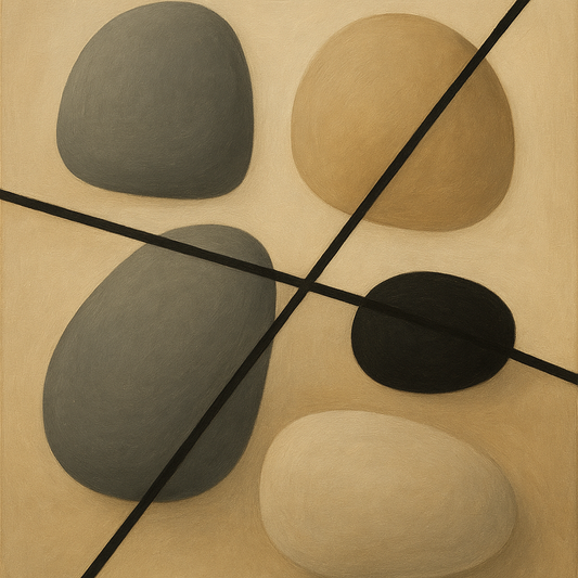 Organic Pebble Contours & Slanted Lines No. 20 Oil Painting 100% Hand Painted Oil on Belgian Linen Canvas, Original Fine Art Wall Decor