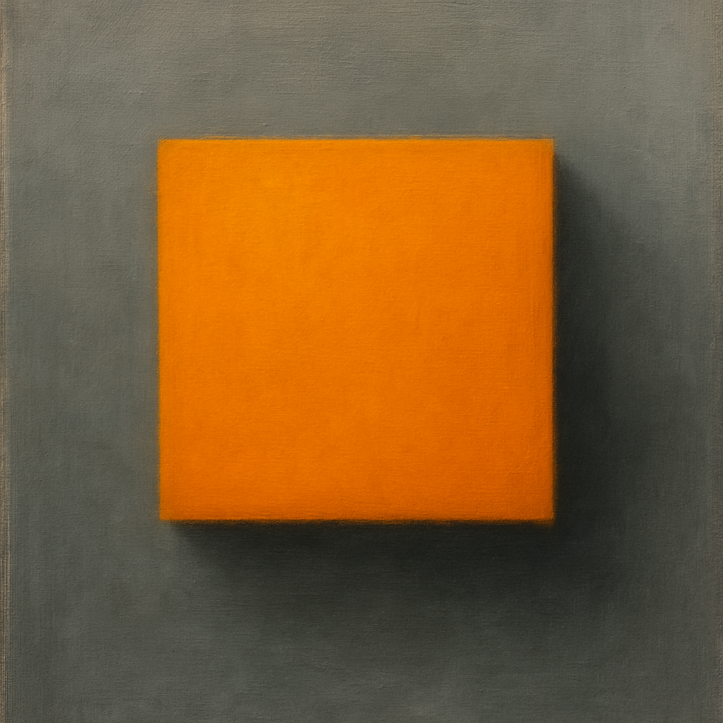 Cadmium Amber & Slate Grey Block No. 10 - Modern Fine Art Oil Painting - View 1