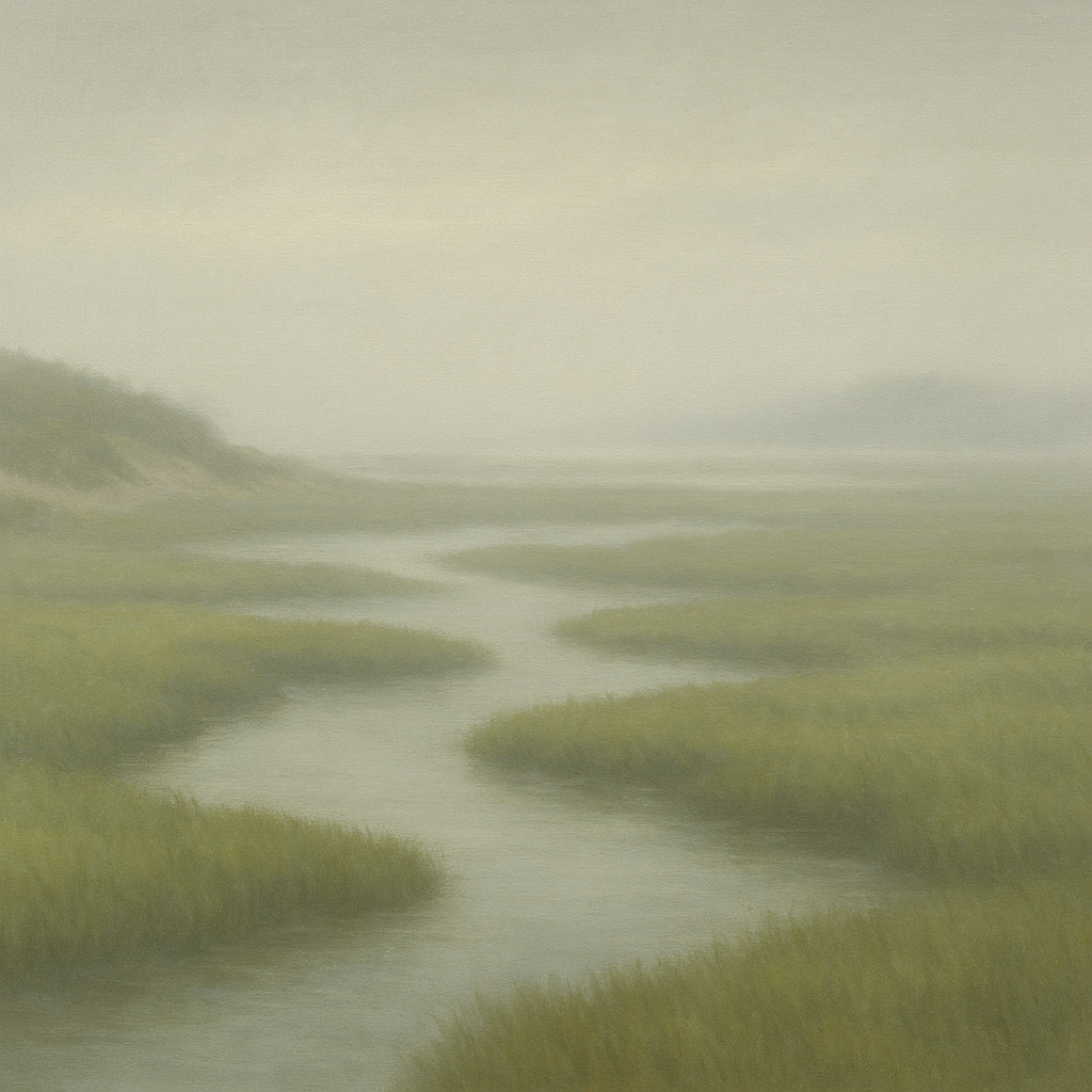 Morning Fog over Cape Cod Tidal Marsh No. 20 Oil Painting - View 1