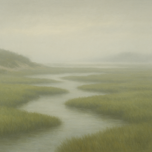 Morning Fog over Cape Cod Tidal Marsh No. 20 Oil Painting - View 1