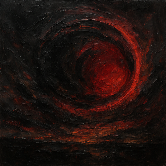 Midnight Onyx & Crimson Eclipse No. 5 Oil Painting - 100% Hand-Painted Master Oil Painting
