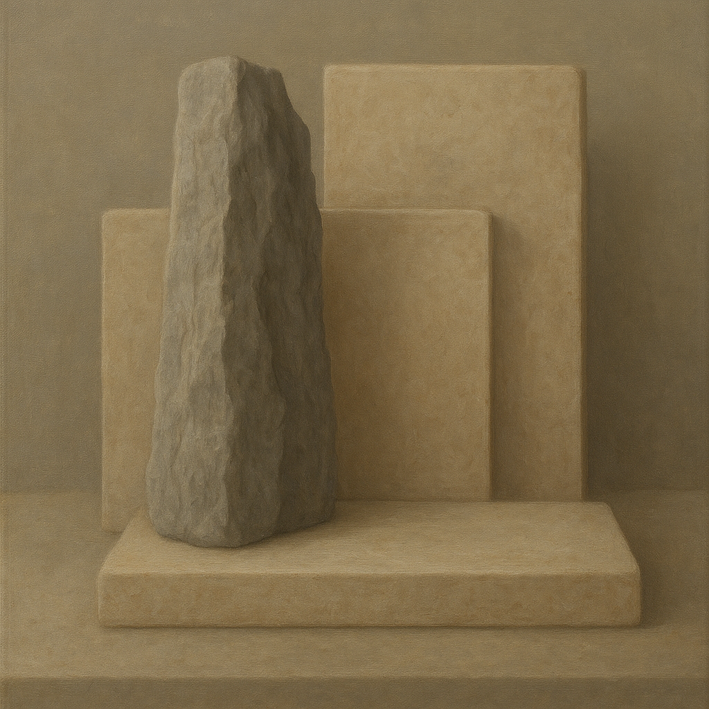 Driftwood Grey & Weathered Stone Monolith No. 21 Oil Painting - View 1