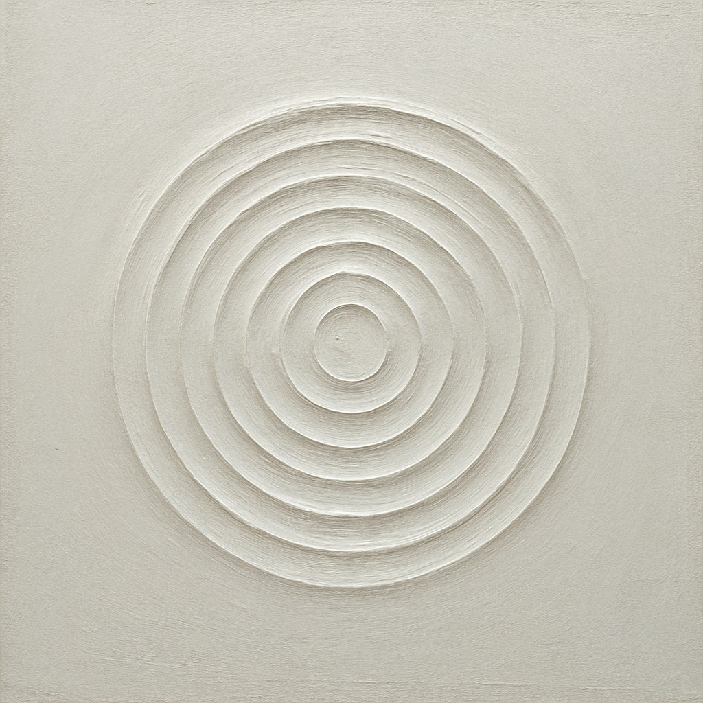 Concentric Zen Circles in Ivory No. 8 - Modern Fine Art Oil Painting - View 1