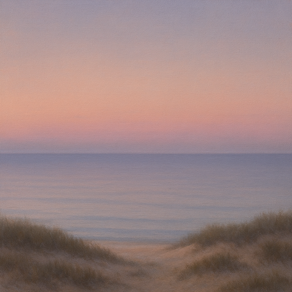 Pastel Dusk Horizon over Calm Atlantic Waters No. 9 Oil Painting - View 1