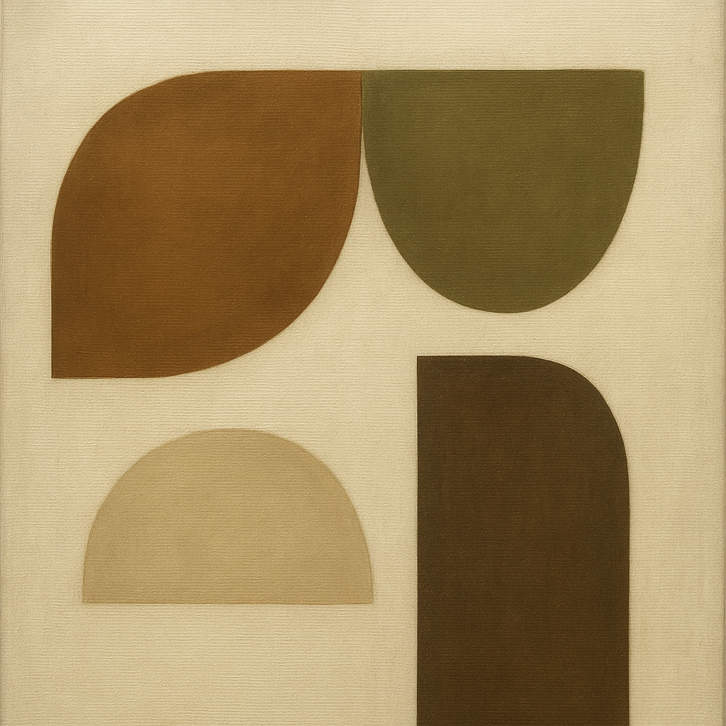 Minimalist Asymmetrical Balance in Raw Umber No. 10 Oil Painting - View 1