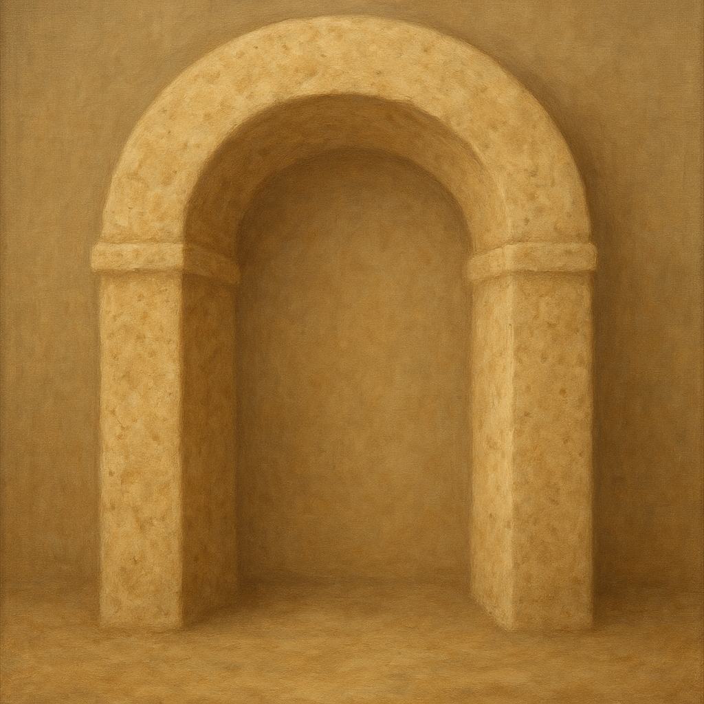 Travertine Stone Arch & Earth Tones No. 23 Oil Painting 100% Hand Painted Oil on Belgian Linen Canvas, Original Fine Art Wall Decor