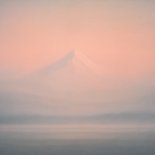 Pale Alpenglow over Distant Glacial Peak No. 13 Oil Painting 100% Hand Painted Oil on Belgian Linen Canvas, Original Fine Art Wall Decor