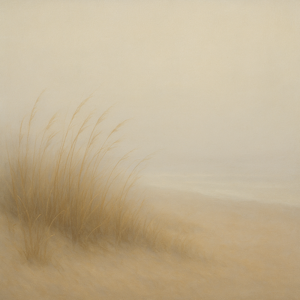 Silent Dune Grass in November Sea Fog No. 12 Oil Painting - View 1